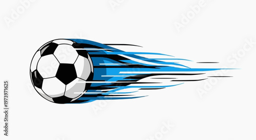 Soccer ball on blue sky background isolated sports equipment illustration