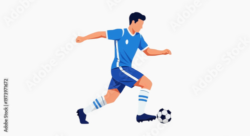 A soccer player kicking a ball in an action scene during a game