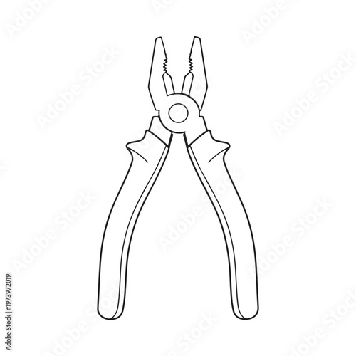 Simple line art illustration of a pair of pliers used for gripping and cutting wires on white