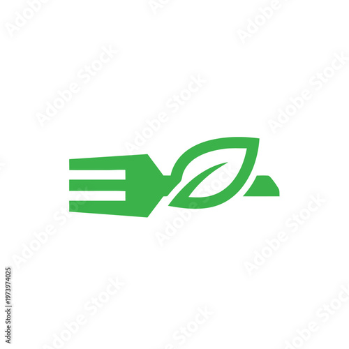 Green Fork and Leaf Logo Representing Healthy Eating and Nature.