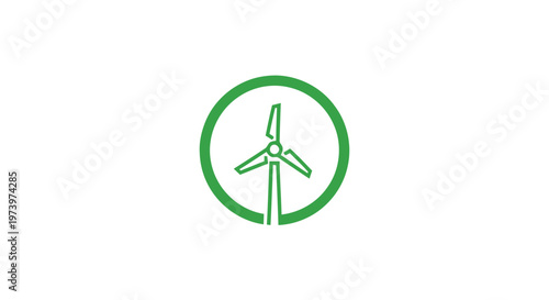 Green Wind Turbine Icon Representing Renewable Energy and Sustainability.