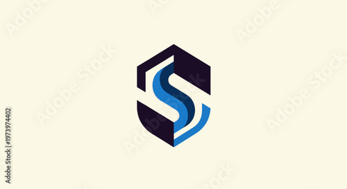 Abstract modern logo design with a blue and black color scheme.