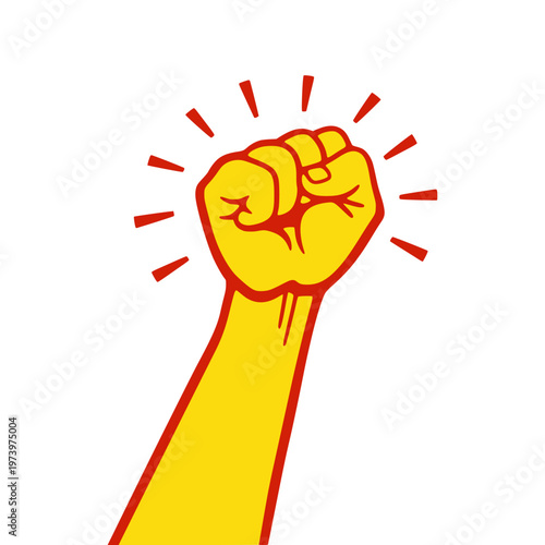 human fist punch revolution movement protest flat color vector illustration template design