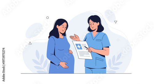 Pregnant Woman Consults Doctor About Health and Pregnancy Care