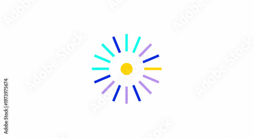 Abstract Colorful Sunburst Design on White Background, Modern Graphic.