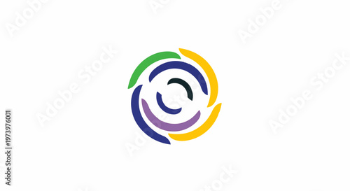 Abstract Colorful Swirl Logo Design on White Background.