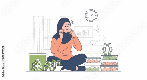 Relaxed Woman Sitting Cross Legged Studying Indoors.