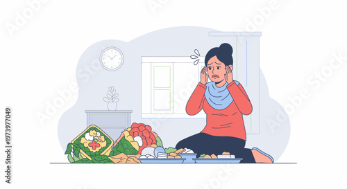 Sick Woman At Home Feeling Nausea And Nausea Relief.