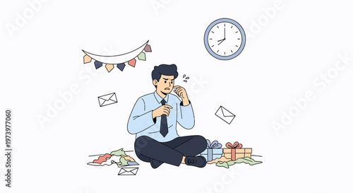 Stressed businessman overwhelmed with money and finances.