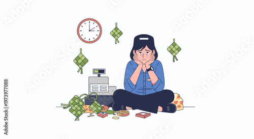 Stressed woman worried about finances and debt.