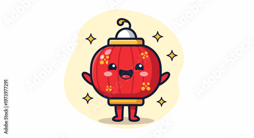 Cute Red Fruit Character Mascot With Smile.