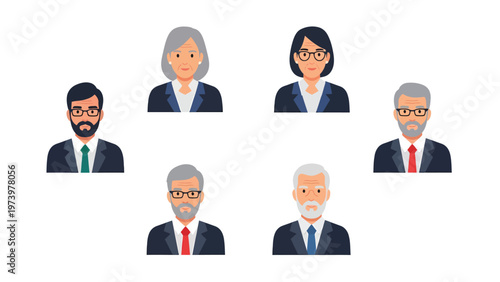 Diverse Business Professionals Avatars Set. Men and Women Icons for Corporate Team & Office