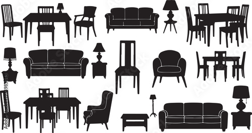 Furniture icons set for interior design and decoration