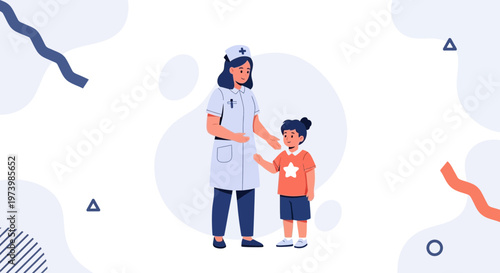 Nurse Caring for Child: Medical Professional and Young Patient Illustration