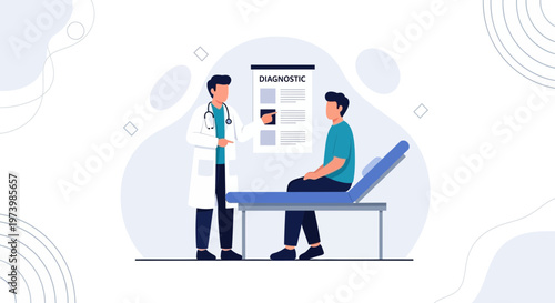 Doctor Consults Patient on Diagnostic Report in Medical Office