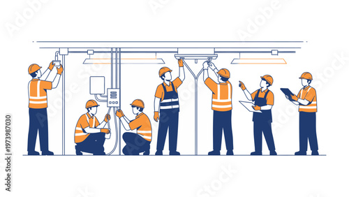 Electrical Team at Work: A team of skilled electricians meticulously installing and maintaining electrical systems, demonstrating expertise in their field.