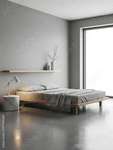 Serene bedroom ambiance with minimal decor and natural light streaming in