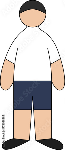Minimalist Male Character Illustration Set Wearing Casual White Shirt and Navy Pants in Front View