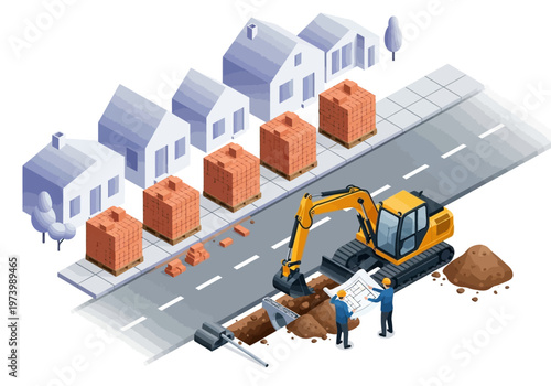 Construction of new houses and road repair and paving services