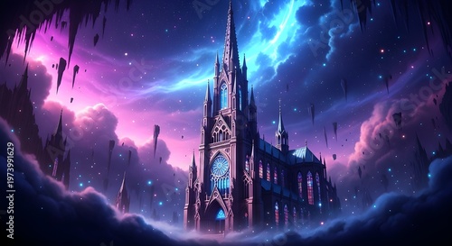 Elegant Cathedral with Stained Glass Windows