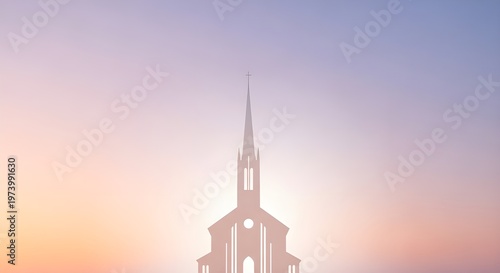 Grand Church with Dramatic Sky and Sunlight