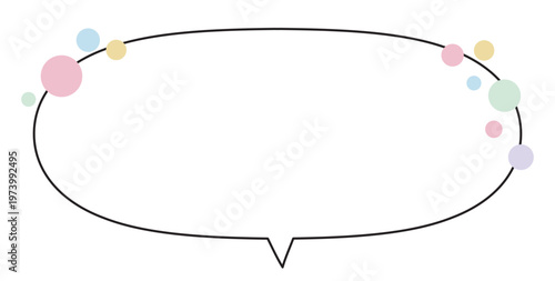 水玉のあしらい楕円横長 吹き出し 中央しっぽ