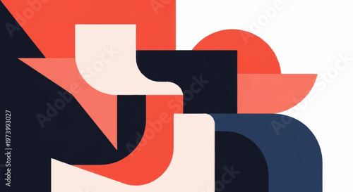 Quadro em tela Abstract shapes in orange and blue.