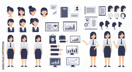 Business woman presenting data on screen.