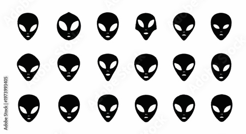 Black Alien Heads in a Row.