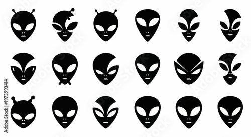 Collection of various alien face silhouettes.