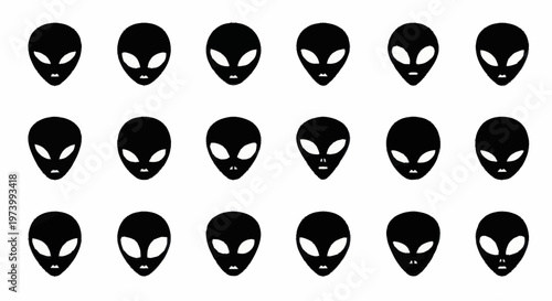 Alien faces in a row formation.