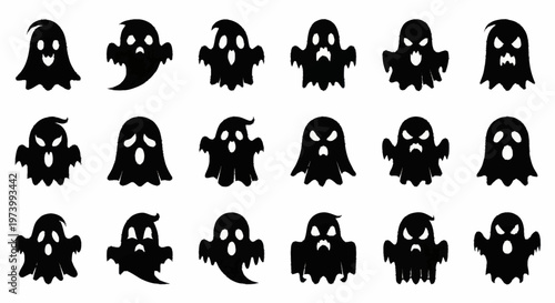Black ghost silhouettes in various poses.