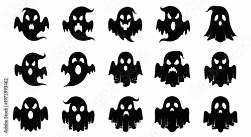 Black silhouettes of various bats flying.