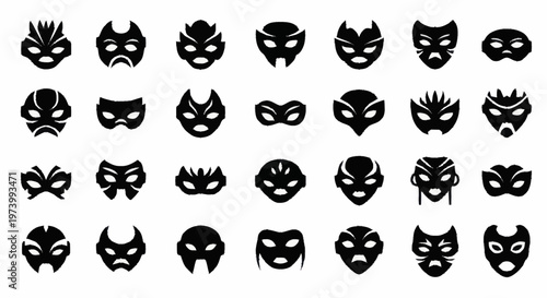 Collection of various theatrical masks.