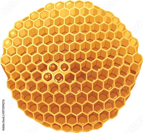 Honeycomb Illustration Featuring Hexagonal Cells for Beekeeping, Honey Production, and Natural Food Designs