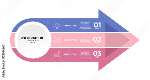 Infographic vector diagram arrow 3 option step for business presentation. Infographic 3 option. Vector editable.