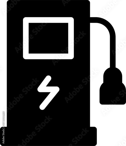 Electric Vehicle Charging Station icon. Futuristic Smart EV Charging Station Infrastructure