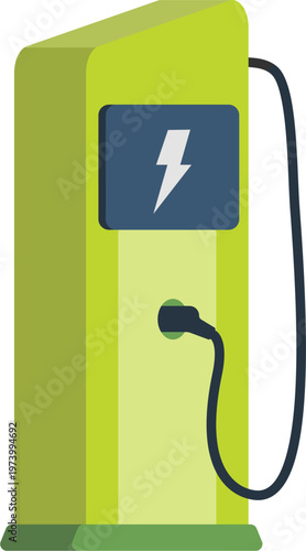 Futuristic Smart EV Charging Station Infrastructure Illustration. Green Energy EV Charger Point for Electric Car Sustainability