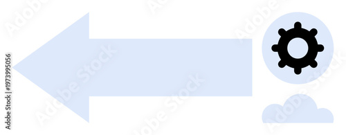 Cloud integration concept. Gear and cloud symbols highlight processes in cloud integration. Cloud integration streamlining data, workflows, and system efficiency. Ideal for tech, software, IT