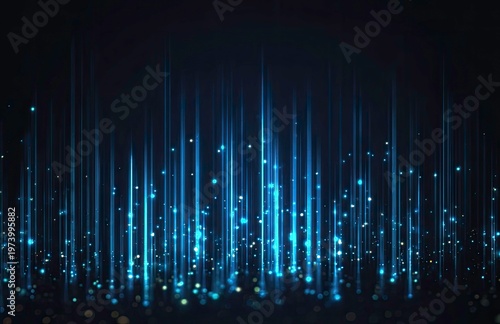 Abstract digital data stream of light, glitter, and particles