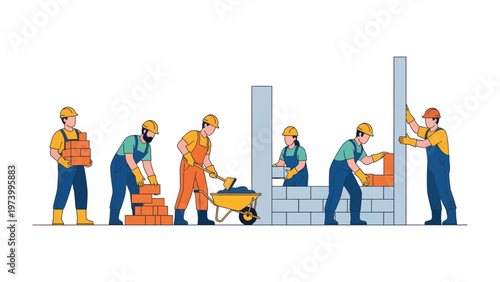 Constructing the Future: A dedicated construction team collaboratively builds a sturdy structure, symbolizing progress, and embodying the spirit of industry and development.