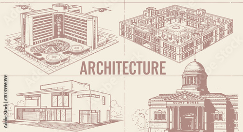 Architectural Drawings of Various Buildings.