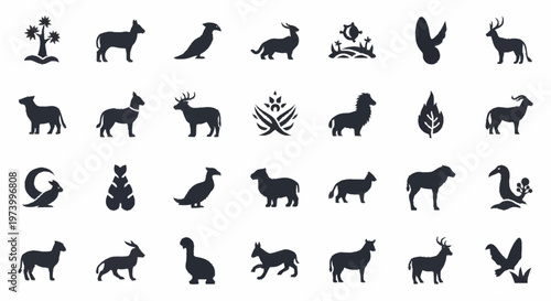 Collection of various animal silhouettes.