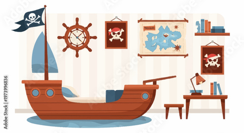 Pirate Ship Toy Model Interior Decor.