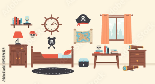 Brown wooden dresser with drawers.