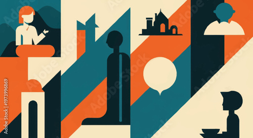 People Communication Business Meeting Silhouettes.