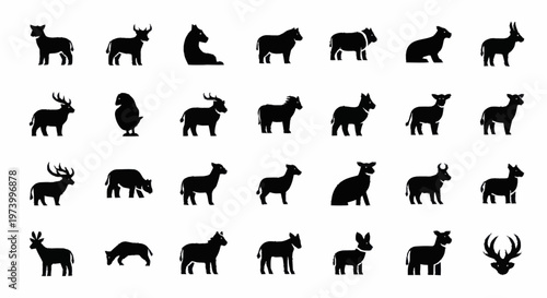 Silhouettes of various deer animals.