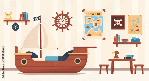 Brown Wooden Toy Ship Model.