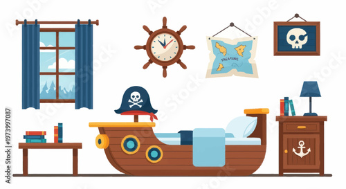 Pirate Ship Kids Bedroom Furniture Bed.