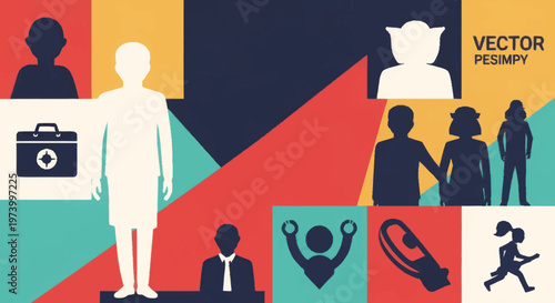 Business People Silhouettes in Various Poses.